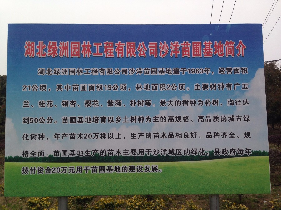 宝威体育（中国）bwty·官方网站沙洋苗圃基地